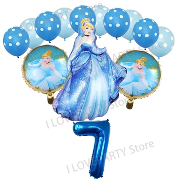 14 бр. рожден Ден на Снежанка Аврора Бел Шест балони Принцеса Украса за парти по случай рождения Ден на 32 инча Брой Розови Балони Високо Качество