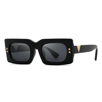Ретро Малка Рамка Квадратни Слънчеви Очила за жени 2021 Луксозни V Слънчеви очила За мъже fashion слънчеви очила с метални панти