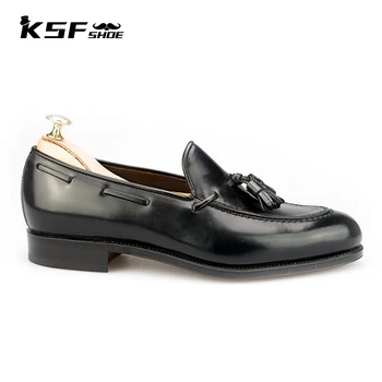 Обувки KSF Мокасини от естествена кожа, Мъжки Луксозна модерна оригинални дизайнерски мъжки обувки Черно Офис официална бизнес мъжки обувки