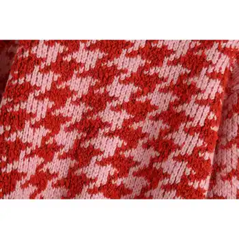 Willshela Женски Случайни карирани вязаный жилетка с дълги ръкави Ретро женски карирани вязаный пуловер Шик върховете