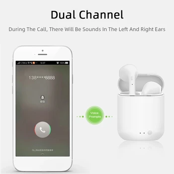 Мини 2 TWS Безжични Спортни Слушалки Слушалки Bluetooth Слушалки 5.0 Слушалки с микрофон и зарядно устройство предавателна за всички смартфони
