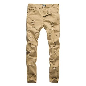 Горещи Нови Скъсаните Дънки за Мъже с дупки Стегнати Известна дизайнерска марка Slim Fit Разрушени Скъсани Дънкови панталони за мъже Дънкови панталони