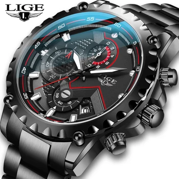 LIGE Нови мъжки часовници Топ Луксозна марка Модерни Спортни Хронограф Водоустойчив Мъжки ръчен часовник от неръждаема Стомана за Мъже Relogio Masculino