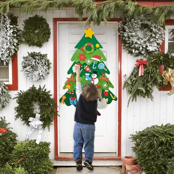 LBSISI Life Нов DIY Филц, Коледно Дърво, Коледна Украса на Коледни Детски Подаръци, Играчки Вратите Стенни Декорации за дома Навидад