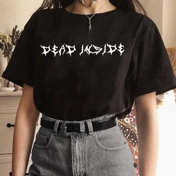 Dead Inside Жена топ Лятна готически дрехи с къси ръкави и букви Корея, Ежедневна мода Harajuku Нова женска тениска на горно облекло