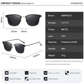 SIMPRECT Фотохромичните Поляризирани Слънчеви Очила за мъже 2021 Луксозна Марка Дизайнерска мода Реколта Анти-синя Светлина Квадратни Слънчеви Очила