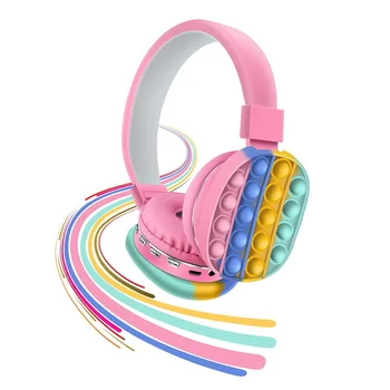 Безжична Слушалка Bluetooth, С Преливащи Се Цветове От Цветни Спортни Слушалки За Компютърни Игри, Розово / Синьо