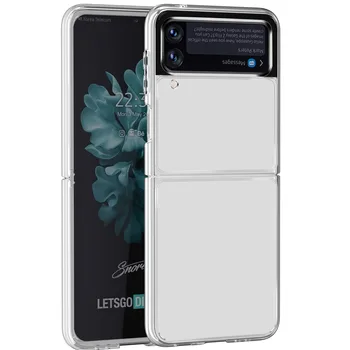 Устойчива на плъзгане Прозрачна Акрилна Делото Калъф за Samsung Galaxy Z Flip 3 5G Flip3 Сгъваеми калъфи за телефони със защита от надраскване