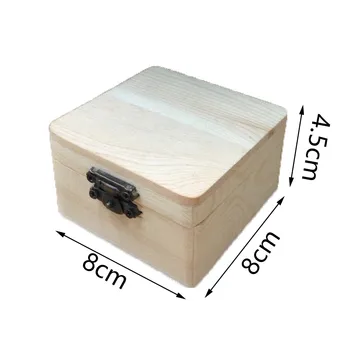 1бр Лесен направи си САМ Неокрашенный Дървена Кутия За Съхранение на Бижута Кутия За Сандъка Квадратна Реколта Закопчалката Заключване За Рисуване САМ Занаяти Бижутериен Калъф