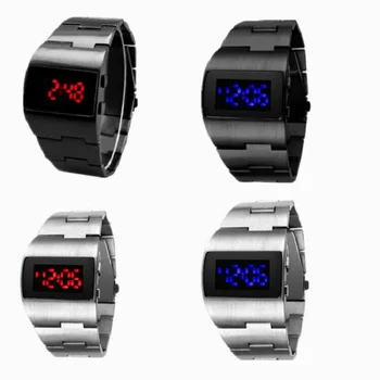 Луксозни мъжки ръчен часовник Водоустойчив led часовник с каишка от неръждаема стомана Цифров часовник Relogio Masculino