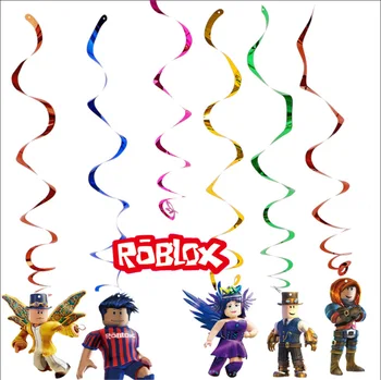 Roblox Украса за партита, за да украсят дома за Рожден Ден, Балони, Торта Topper ин-гейм Герой Прашка Дръпна Флаг