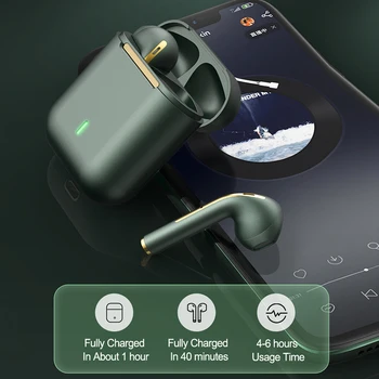 Нови Безжични Слушалки J18 TWS Bluetooth 5.0 Със Зарядно Устройство Спортна Водоустойчива водоустойчив Слушалки Смартфон Универсални Слушалки