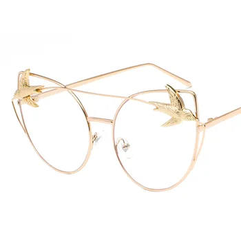 Нови Слънчеви очила с птичи дизайн за жени, Класически Слънчеви очила Cateye Стилен Котешко око Метална дограма за Стилни Унисекс слънчеви очила с UV400