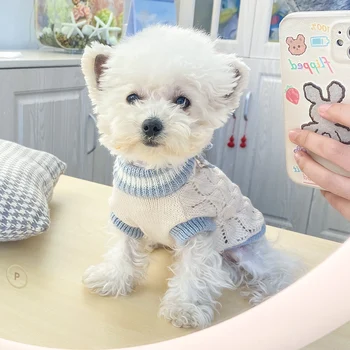 Дрехи за кучета PETCIRCLE Кухи вязаный пуловер с лък Подходящ за малки кучета Кученце Домашна котка Пролетта и есента са Леки костюми за домашни любимци Палто Пуловер