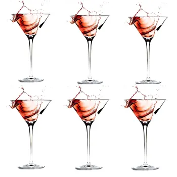 Прозрачен Нечуплив Акрилни Чаши за вино Комплект от 6 Поликарбонатни Многократно Коктейлни чаши Премиум-клас Прозрачна Серия