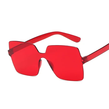 Извънгабаритни Квадратни слънчеви очила Дамски Маркови Дизайнерски слънчеви очила Женски Jelly Цвят Розов Червен Черен Огледало Сладък Секси Реколта дами