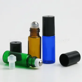 30 бр./лот 5 мл празен мини-стъклен хвърляне на бутилка за етерични масла за многократна употреба, контейнери за парфюми с роликовым топка от неръждаема стомана