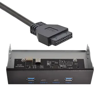 CY Chenyang USB-C и USB 3.0 ХЪБ с 4 Порта на Предния Панел на Дънната платка на 20-пинов Кабел за 5,25