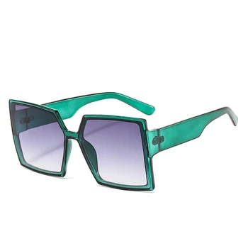 Квадратни Големи слънчеви очила за жени на Луксозна марка 2020 потвърдена от наклон Бежово Слънчеви очила в голяма рамка, Реколта очила с UV400