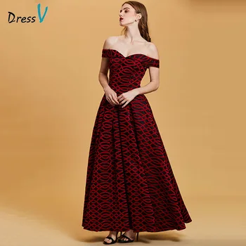Dressv червено дълга вечерна рокля евтино с открити рамене с цип сватбена вечерна рокля вечерни рокли на линия