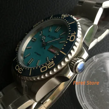 Новите часовници Bliger 40 мм NH36A Сапфирен Кристал Дата на Седмица Син Циферблат Керамични Bezel Светещи Автоматично мъжки часовник От Неръждаема Стомана