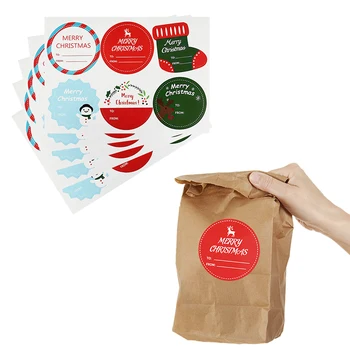 5 Дизайни Коледно Етикети Благодаря Етикети на Дядо Коледа, за Печатане на Етикети с Плик САМ Опаковъчна Хартия Етикети