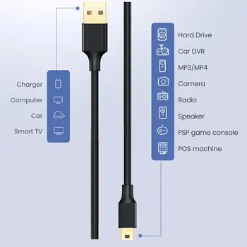 Мини USB Кабел, Mini USB към USB За Картридера Мобилен твърд диск, MP3 MP4 Плейър Бърз Пренос на Данни Мини USB Кабел за Цифров Фотоапарат
