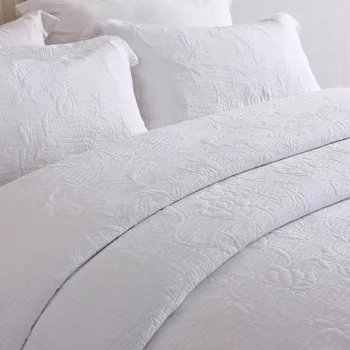 Памучни Покривки за легла Дантелено Стеганое одеяло Комплект 3 бр. Одеало за покривки за легло в Бяло вышитое покривало за легло Кралски размер Летни покривала