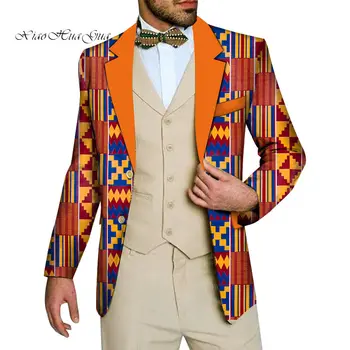 Мъжки Блейзър Върховете Басейн Riche Традиционни Африкански дрехи с принтом Върховете Палто, Сако Памук Дашики Африканска Облекло за мъже WYN158