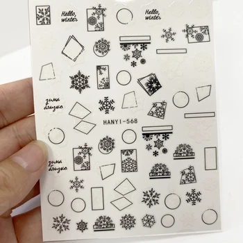 1 бр. черно бяла снежинка стикери за нокти коледни декорации за нокти Коледа текст на английски татуировки за нокти зима ново записване